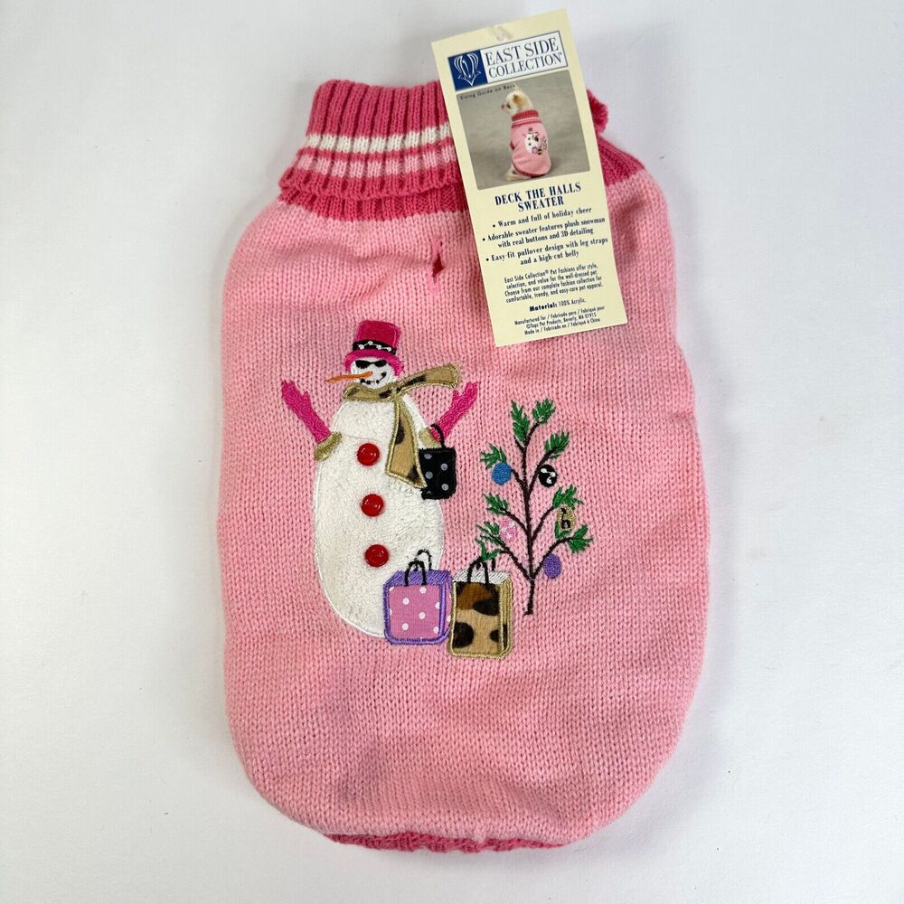 East Side Collection Deck the Halls Snuggler Dog Sweater Pink Size Small